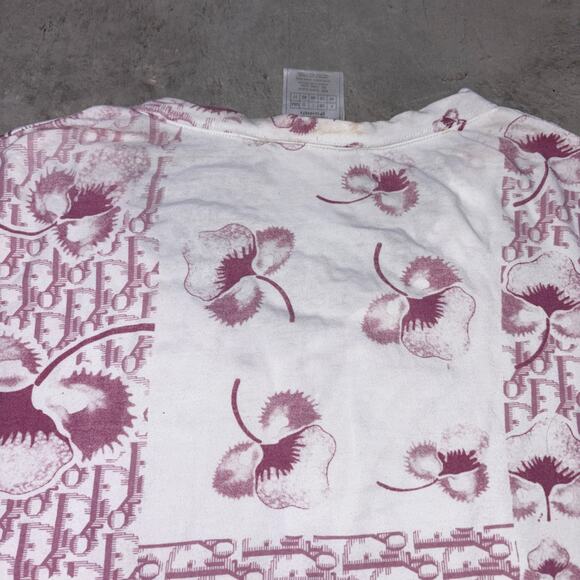 Christian Dior Rare Galliano Cherry Blossom Motif Tee Red RARE All over SZ 11 - Picture 9 of 9